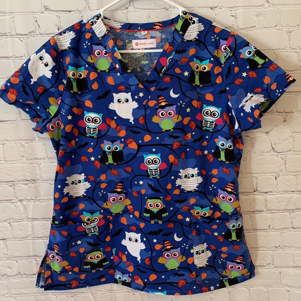 White Cross Women's Scrub Top Size M